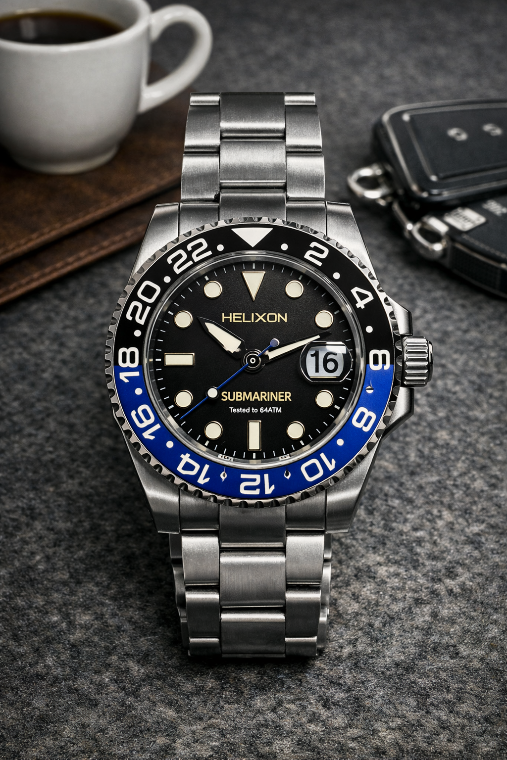 Submariner Batman – Black Blue Bezel Automatic Dive Watch | Helixon Watches