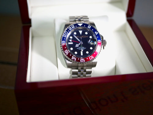 GMT Pepsi – Blue Red Bezel Automatic GMT Watch | Helixon Watches