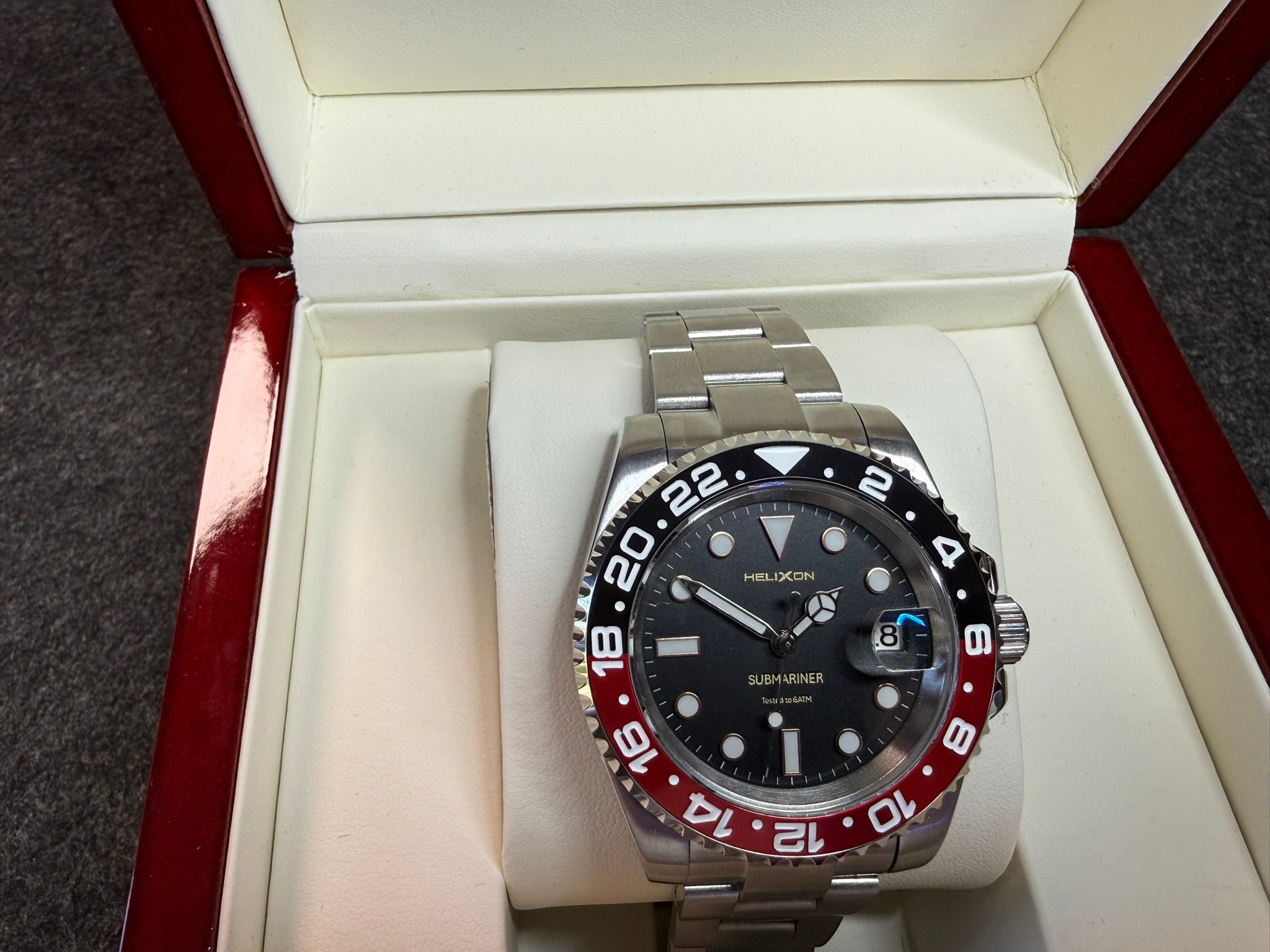 Submariner Coke – Black Red Bezel Automatic Dive Watch | Helixon Watches